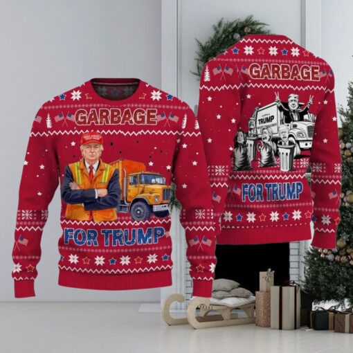 Garbage For Trump 2024 Patriotic Christmas Ugly Sweater