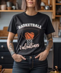 Valentines Day Heart Dunking Basketball Boys Girls College T Shirt