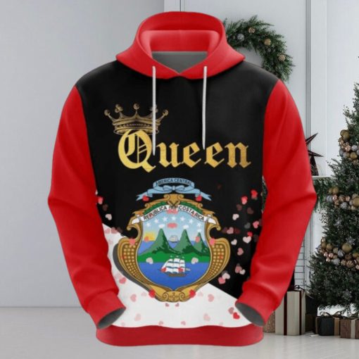 Valentines Day Hoodie Costa Rica Queen Valentine 3D Hoodie