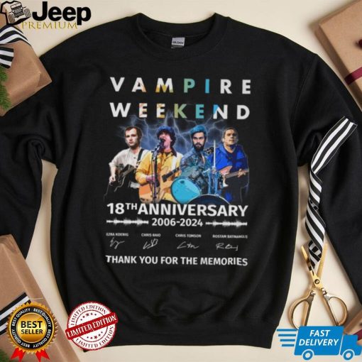 Vampire Weekend 18th Anniversary 2006 2024 Thank You For The Memories T Shirt