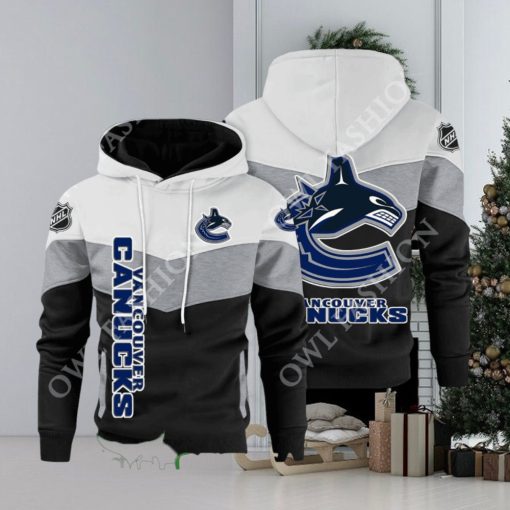 Vancouver Canucks NHL Hockey Black White Printed Hoodie