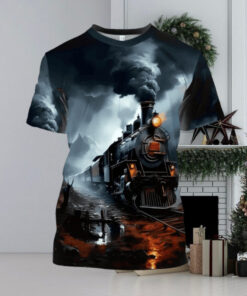 Vibrant Vintage Train Printed T Shirt