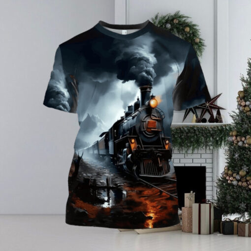 Vibrant Vintage Train Printed T Shirt