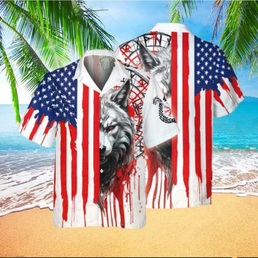 Viking Fenrir’s Fury Patriotic Valor Summer Hawaiian Shirt