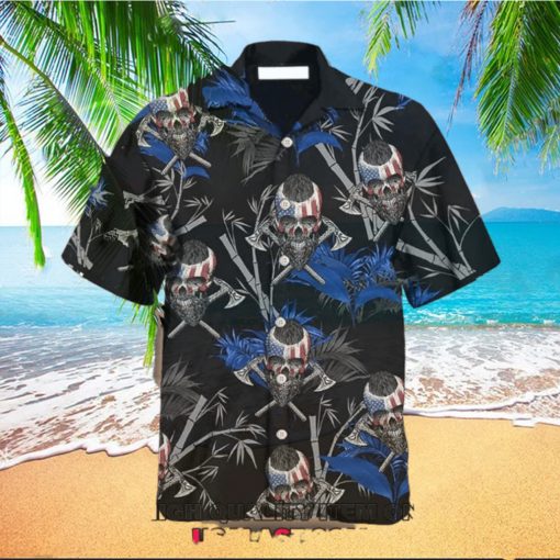 Viking Patriotic Skulls 4th Of July Hawaiian Shirt