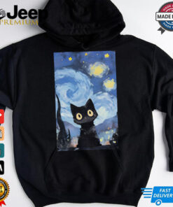 Vincent Van Gogh Starry Night Black Cat shirt