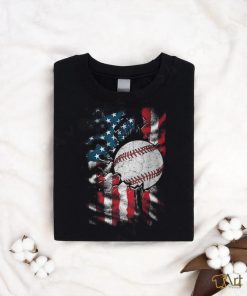 Vintage Baseball 4Th Of July Usa American Flag Boys T Shirt