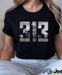 Vintage Detroit Michigan 313 Area Code Skyline Shirt