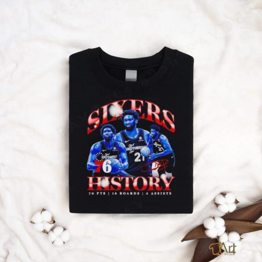 Vintage Joel Embiid Philadelphia 76ers sixers history signature shirt