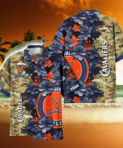 Virginia Cavaliers Custom Name Personalized Camo Flower Pattern Hawaiian Shirt