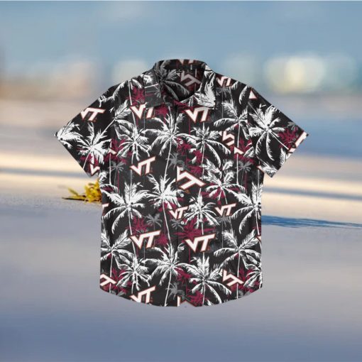 Virginia Tech Hokies Black Floral Hawaiian Shirt