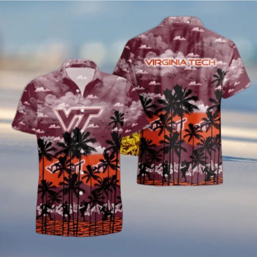 Virginia Tech Hokies Palms Tree Hawaiian Shirt