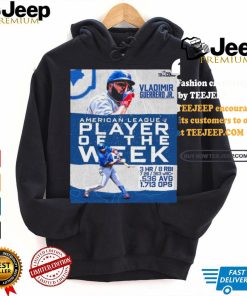 Vladimir Guerrero Jr AL Player Of The Week 3 hr 8 rbi 7 2b 363 wRC .536 avg 1.713 ops shirt