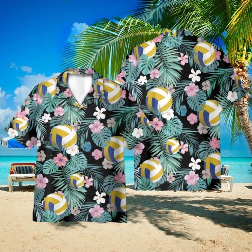 Volleyball Tropical Leaves Pattern Hawaii Shirt 3D Printed Gift For Summer