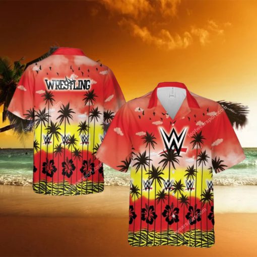 WWE Wrestling Line Luau Logo AOP Hawaiian Shirt Gift For Fans