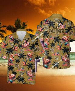 Wake Forest Demon Deacons Flamingo Play Football Coconut Tree Pattern Hawaiian Shirt For Men Women