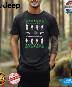 Walking Zombies Ugly Christmas shirt featuring a spooky yet festive design with zombies in a holiday setting. Perfect for adding a creepy and fun twist to your Christmas celebrations.