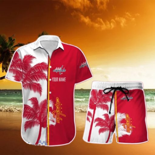 Washington Capitals Hawaiian Shirt And Short Palm Tree Custom Name