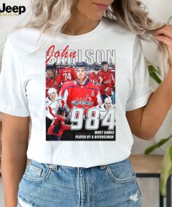 Washington Capitals John Carlson 984 most games played by a defenseman shirt