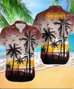 Washington Commanders Beach Sunset Hawaiian Shirt