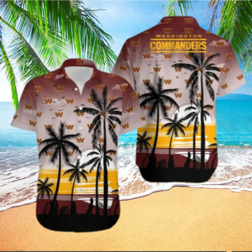 Washington Commanders Beach Sunset Hawaiian Shirt