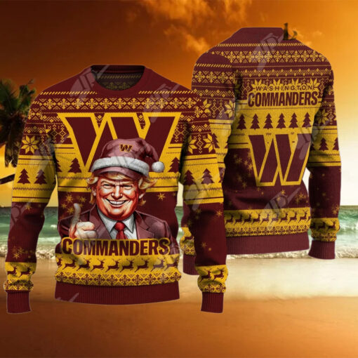 Washington Commanders Christmas Donald Trump Knitted Sweater