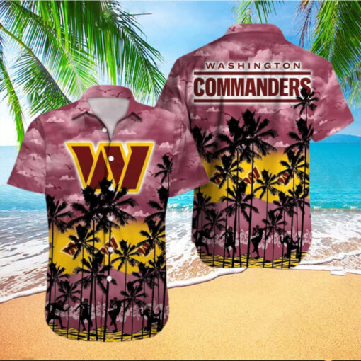 Washington Commanders Sunset Palm Hawaiian Shirt
