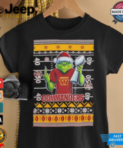 Washington Commanders X Grinch Christmas with Super Bowl Trophy ugly Christmas shirt