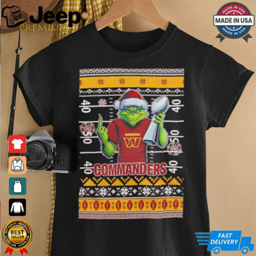 Washington Commanders X Grinch Christmas with Super Bowl Trophy ugly Christmas shirt