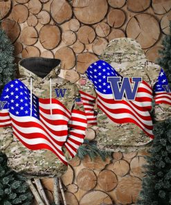 Washington Huskies NCAA US Flag Camo Veteran 3D Printed Hoodie