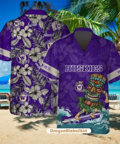 Washington Huskies With Tiki Surfing 2024 Style Hawaiian Shirt