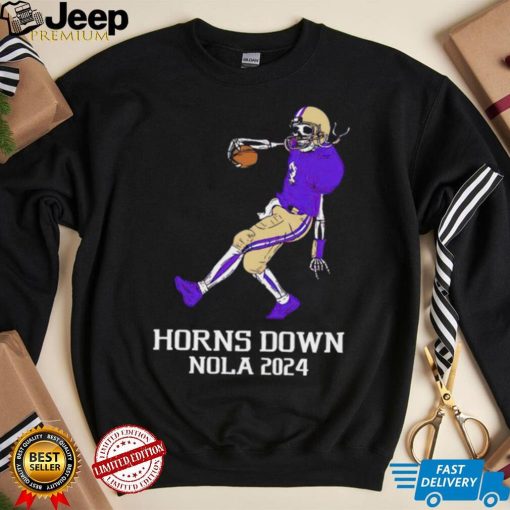 Washington Huskies skeleton horns down nola 2024 shirt