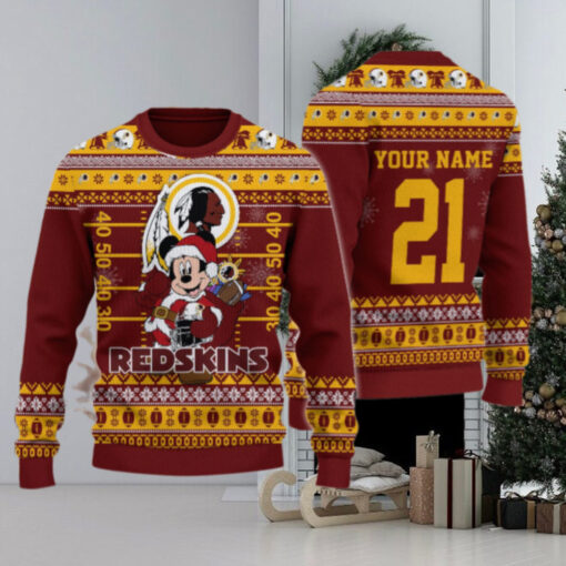 Washington Redskin Mickey Mouse Santa Ugly Christmas Sweater