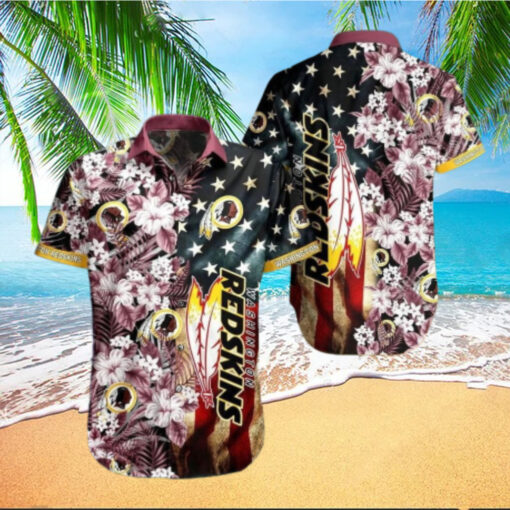 Washington Redskins Floral US Stars Hawaiian Shirt