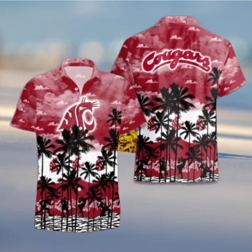 Washington State Cougars Palms Tree Hawaiian Shirt