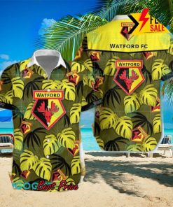 Watford FC Big Logo Tropical Leaves Hawaiian Shirt And Shorts