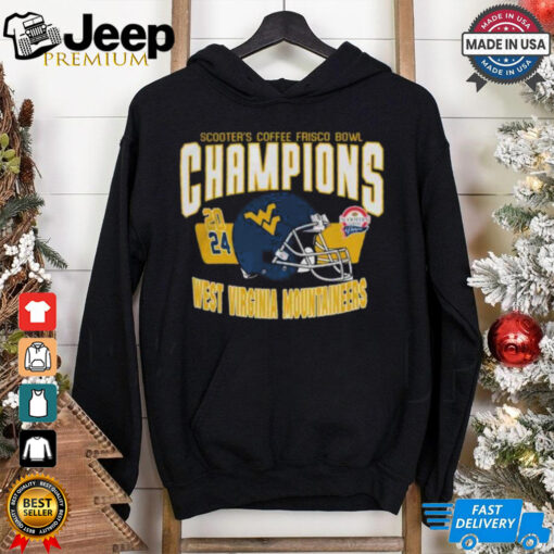 West Virginia Mountaineers Scooter’s Coffee Frisco Bowl Champions 2024 Helmet T Shirt