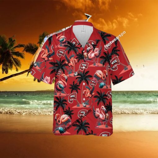 Western Kentucky Hilltoppers Coconut Tree Island Flamingo Play Football Hawaiian Shirt All Over Print For Men Women