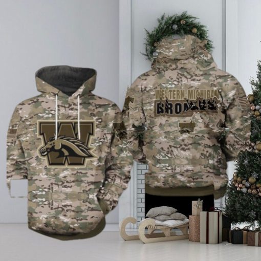 Western Michigan Broncos NCAA Camo Veteran Awesome 3D Hoodie