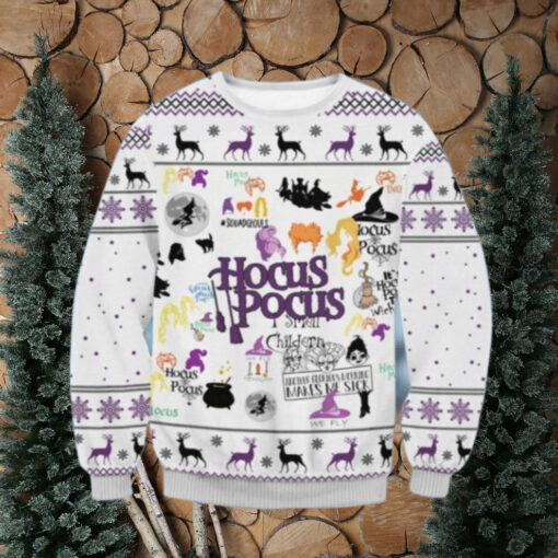 White Make Me Sick Hocus Pocus Ugly Christmas Sweater