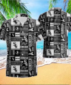 White Sox Monochrome Vintage Logo And Text Hawaiian Aloha Shirt