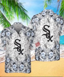 White Sox Tropical Floral Monochrome Hawaiian Aloha Shirt