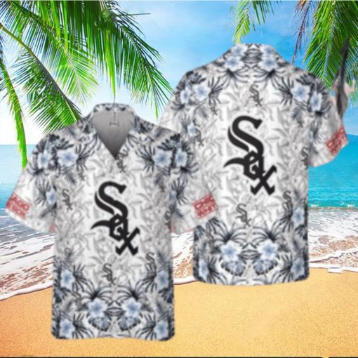 White Sox Tropical Floral Monochrome Hawaiian Aloha Shirt