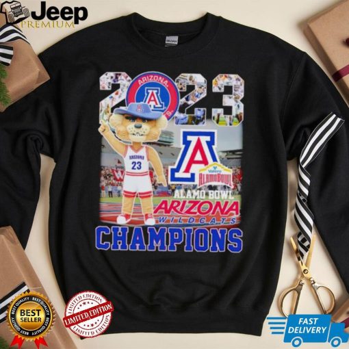 Wilbur the Wildcat mascot Arizona Wildcats 2023 Alamo Bowl Champions shirt