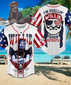 Willie Nelson I’m Feeling’ Friggin’ Patriotic Custom Baseball Jersey