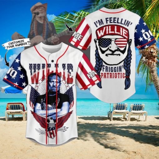 Willie Nelson I’m Feeling’ Friggin’ Patriotic Custom Baseball Jersey