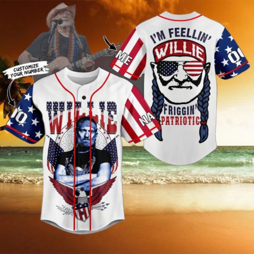 Willie Nelson I’m Feeling Willie Patriotic Personalized Baseball Jersey