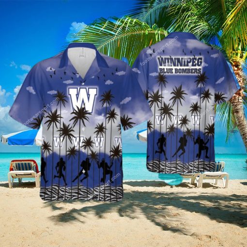 Winnipeg Blue Bombers AOP Hawaiian Shirt Pattern Coconut Tree For Beach