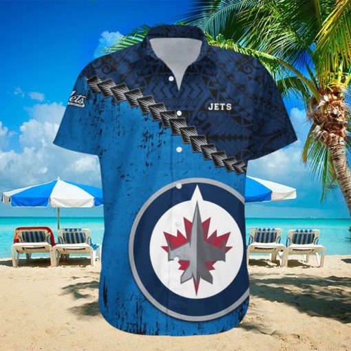 Winnipeg Jets Nhl Grunge Polynesian Tattoo Pattern Hawaiian Shirt For Fans