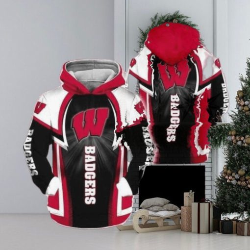 Wisconsin Badgers 3D All Over Print Zip Hoodie Gifts for NCAA Fans for Men And Women